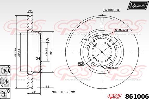 Maxtech 861098 - Тормозной диск autosila-amz.com