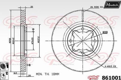 Maxtech 861001.6060 - Тормозной диск autosila-amz.com