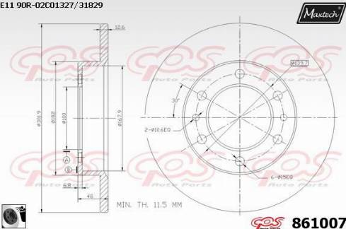 Maxtech 861007.0060 - Тормозной диск autosila-amz.com