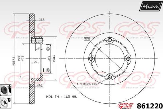 Maxtech 861011 - Тормозной диск autosila-amz.com