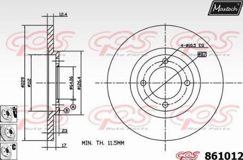 Maxtech 861012.6880 - Тормозной диск autosila-amz.com