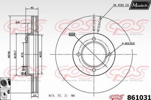 Maxtech 861031.6060 - Тормозной диск autosila-amz.com