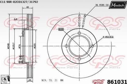 Maxtech 861031.0080 - Тормозной диск autosila-amz.com