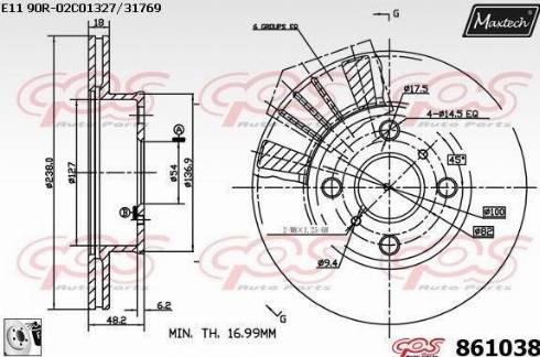 Maxtech 861038.0080 - Тормозной диск autosila-amz.com