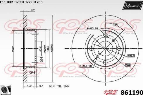 Maxtech 861190.0060 - Тормозной диск autosila-amz.com