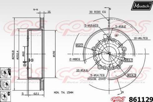 Maxtech 861129.6980 - Тормозной диск autosila-amz.com