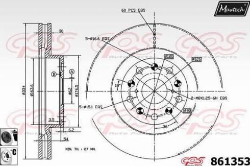 Maxtech 861353.6060 - Тормозной диск autosila-amz.com