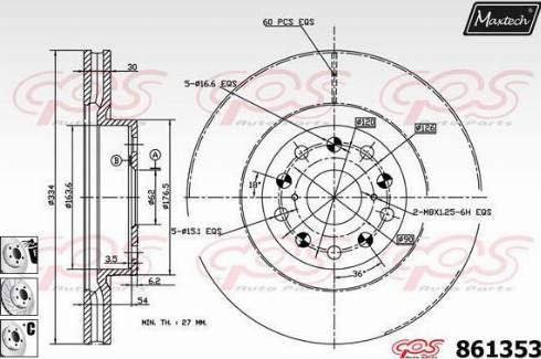 Maxtech 861353.6980 - Тормозной диск autosila-amz.com