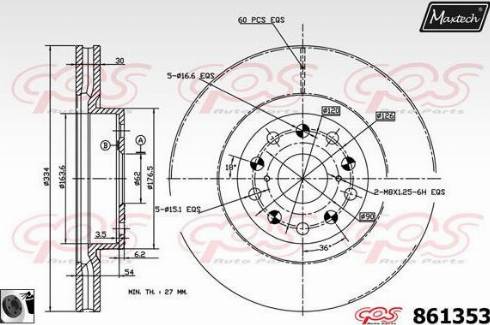 Maxtech 861353.0060 - Тормозной диск autosila-amz.com