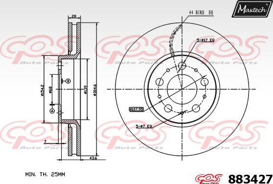 Maxtech 861307 - Тормозной диск autosila-amz.com