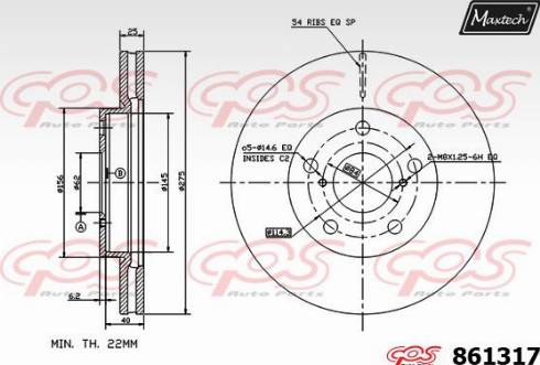 Maxtech 861317.0000 - Тормозной диск autosila-amz.com