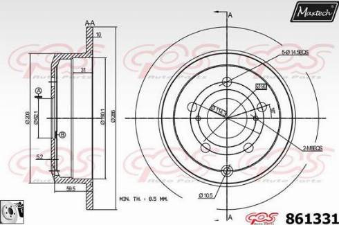 Maxtech 861331.0080 - Тормозной диск autosila-amz.com