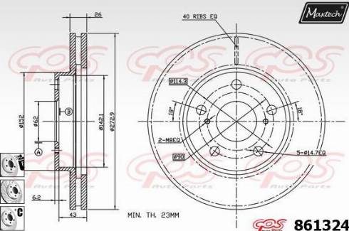 Maxtech 861324.6880 - Тормозной диск autosila-amz.com