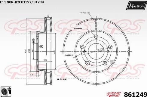 Maxtech 861249.0060 - Тормозной диск autosila-amz.com