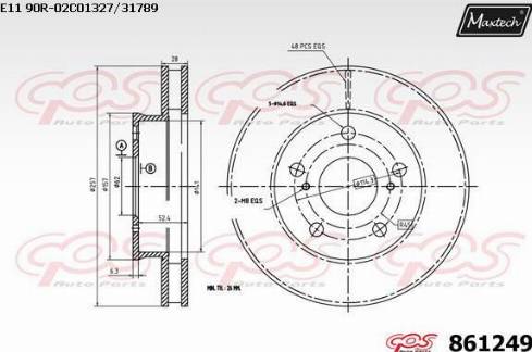 Maxtech 861249.0000 - Тормозной диск autosila-amz.com