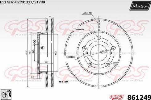 Maxtech 861249.0080 - Тормозной диск autosila-amz.com