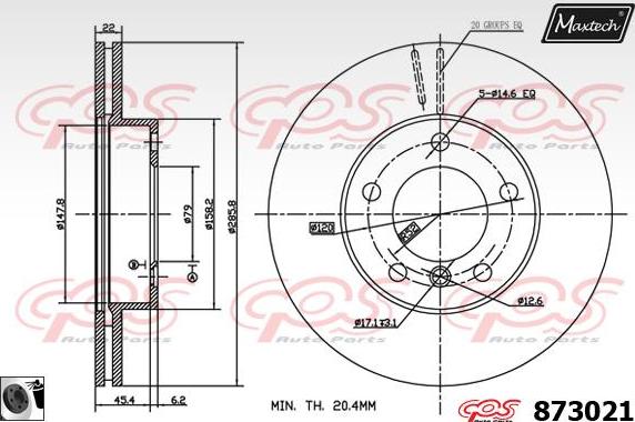 Maxtech 861249 - Тормозной диск autosila-amz.com