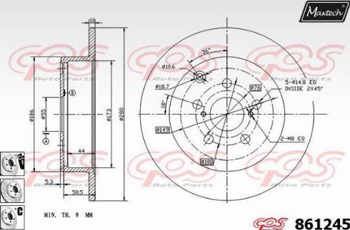 Maxtech 861245.6880 - Тормозной диск autosila-amz.com