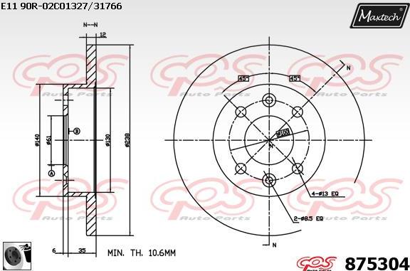 Maxtech 861280 - Тормозной диск autosila-amz.com