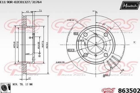 Maxtech 863502.0060 - Тормозной диск autosila-amz.com