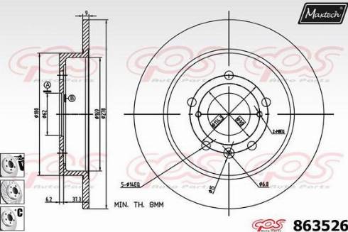 Maxtech 863526.6980 - Тормозной диск autosila-amz.com