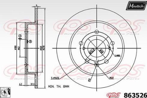 Maxtech 863526.0080 - Тормозной диск autosila-amz.com