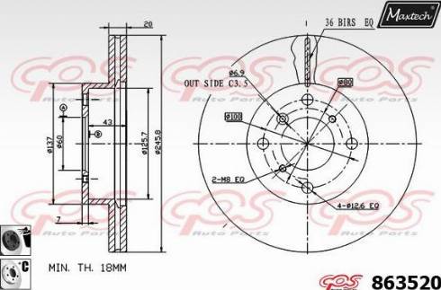 Maxtech 863520.6060 - Тормозной диск autosila-amz.com