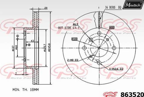 Maxtech 863520.0000 - Тормозной диск autosila-amz.com