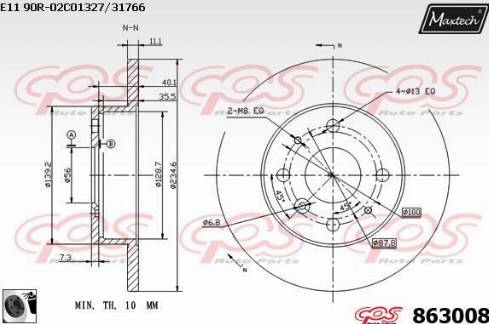 Maxtech 863008.0060 - Тормозной диск autosila-amz.com