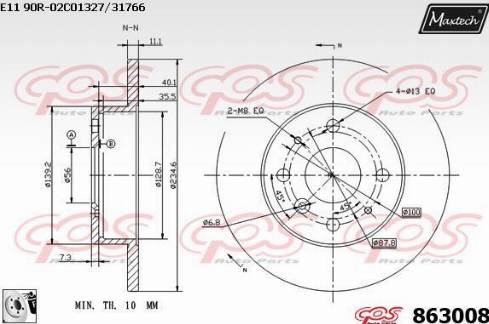 Maxtech 863008.0080 - Тормозной диск autosila-amz.com