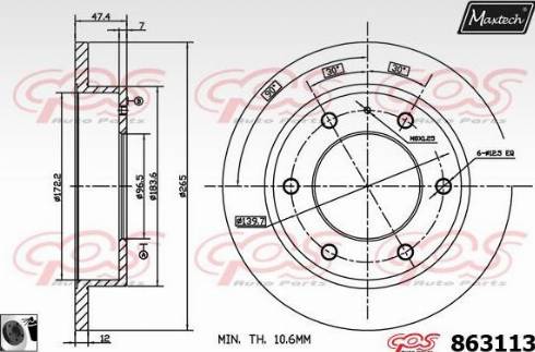 Maxtech 863113.0060 - Тормозной диск autosila-amz.com