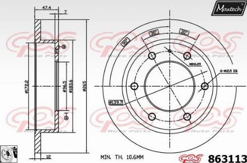 Maxtech 863113.0080 - Тормозной диск autosila-amz.com