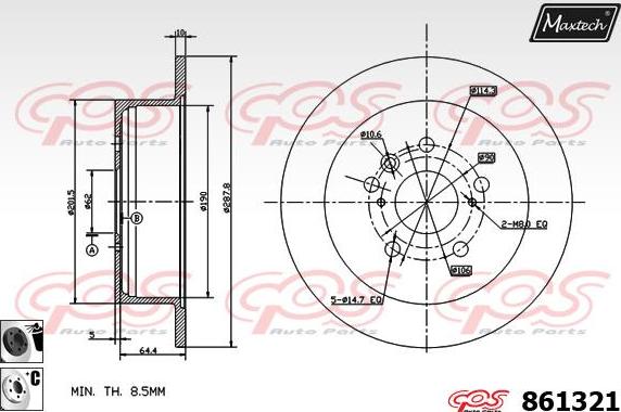 Maxtech 863113 - Тормозной диск autosila-amz.com