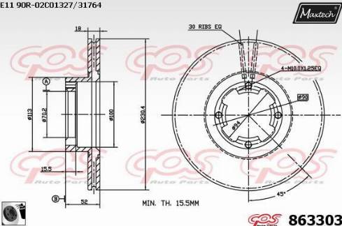 Maxtech 863303.0060 - Тормозной диск autosila-amz.com