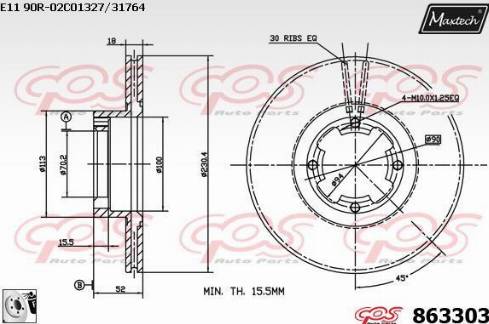 Maxtech 863303.0080 - Тормозной диск autosila-amz.com