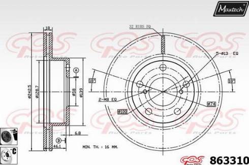 Maxtech 863310.6060 - Тормозной диск autosila-amz.com