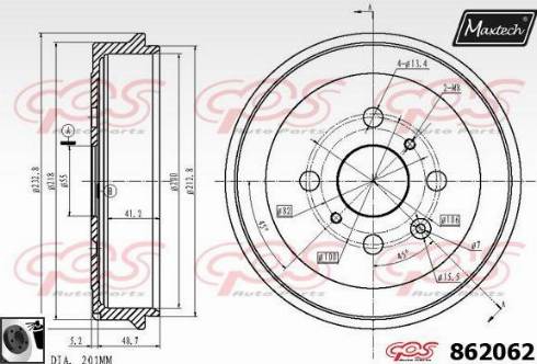 Maxtech 862062.0060 - Тормозной барабан autosila-amz.com