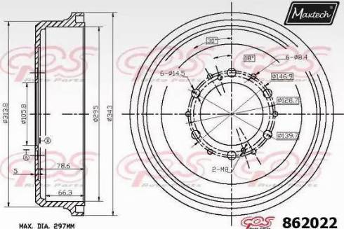 Maxtech 862022.0000 - Тормозной барабан autosila-amz.com