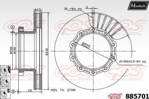 Maxtech 885701.6980 - Тормозной диск autosila-amz.com