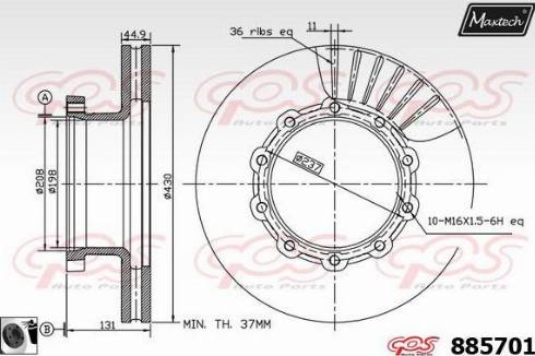 Maxtech 885701.0060 - Тормозной диск autosila-amz.com