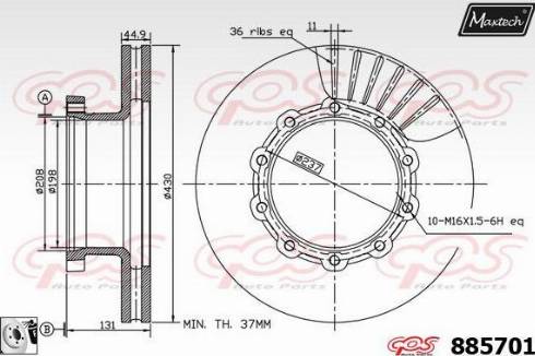 Maxtech 885701.0080 - Тормозной диск autosila-amz.com