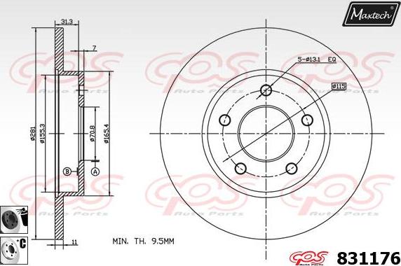 Maxtech 881404 - Тормозной диск autosila-amz.com