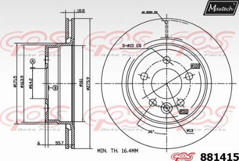 Maxtech 881415.0000 - Тормозной диск autosila-amz.com