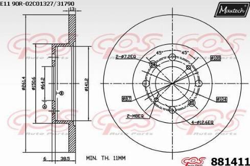 Maxtech 881411.0000 - Тормозной диск autosila-amz.com