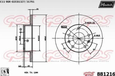 Maxtech 881216.0080 - Тормозной диск autosila-amz.com