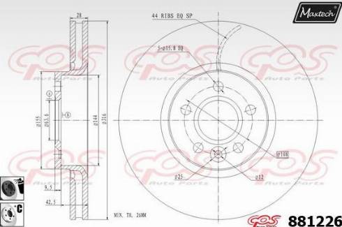 Maxtech 881226.6060 - Тормозной диск autosila-amz.com