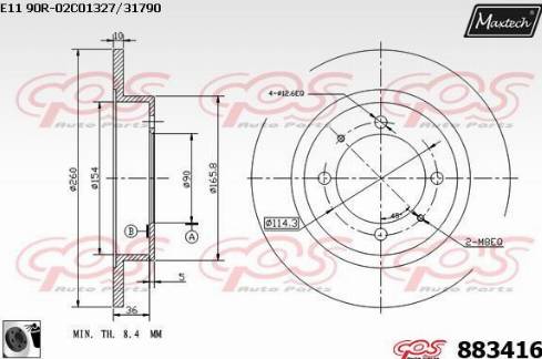 Maxtech 883416.0060 - Тормозной диск autosila-amz.com