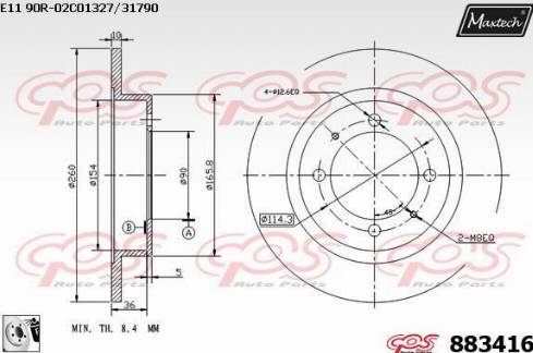 Maxtech 883416.0080 - Тормозной диск autosila-amz.com