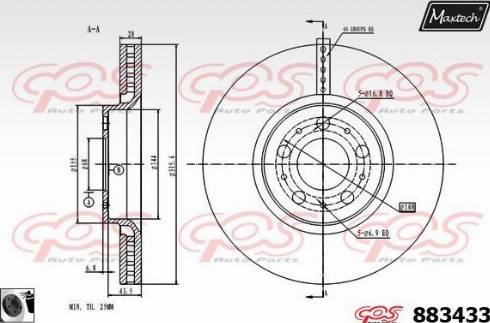 Maxtech 883433.0060 - Тормозной диск autosila-amz.com