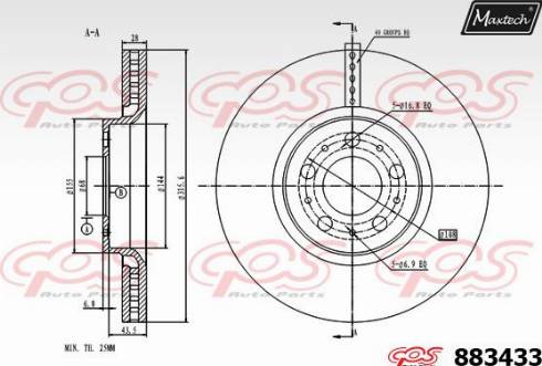 Maxtech 883433.0000 - Тормозной диск autosila-amz.com